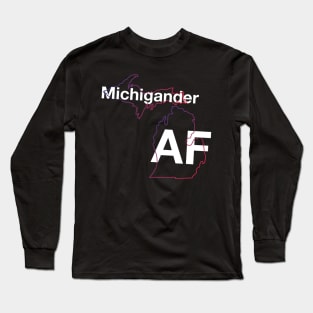 Michigander AF in White Long Sleeve T-Shirt